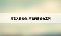 黑客入侵案例_黑客网络袭击案例