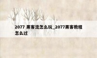 2077 黑客流怎么玩_2077黑客教程怎么过