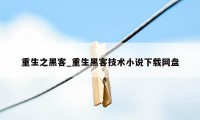 重生之黑客_重生黑客技术小说下载网盘