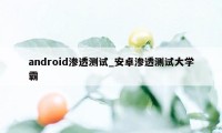 android渗透测试_安卓渗透测试大学霸