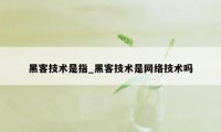 黑客技术是指_黑客技术是网络技术吗