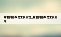 黑客网络攻击工具原理_黑客网络攻击工具原理