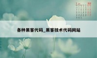 各种黑客代码_黑客技术代码网站