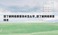 想了解网络黑客技术怎么学_想了解网络黑客技术