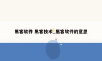 黑客软件 黑客技术_黑客软件的意思