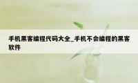 手机黑客编程代码大全_手机不会编程的黑客软件