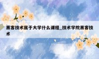 黑客技术属于大学什么课程_技术学院黑客技术