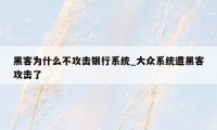 黑客为什么不攻击银行系统_大众系统遭黑客攻击了