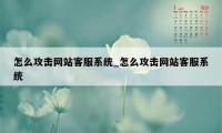 怎么攻击网站客服系统_怎么攻击网站客服系统