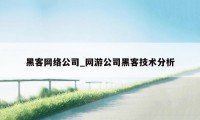 黑客网络公司_网游公司黑客技术分析