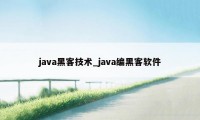 java黑客技术_java编黑客软件