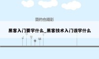 黑客入门要学什么_黑客技术入门该学什么