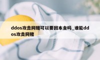 ddos攻击网赌可以要回本金吗_谁能ddos攻击网赌