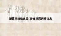 泄露网络信息罪_涉嫌泄露网络信息