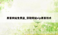 黑客网站免费盗_获取网站vip黑客技术