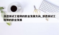 渗透测试工程师的职业发展方向_渗透测试工程师的职业发展