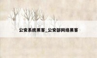 公安系统黑客_公安部网络黑客