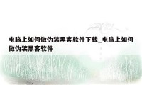 电脑上如何做伪装黑客软件下载_电脑上如何做伪装黑客软件