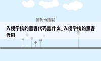 入侵学校的黑客代码是什么_入侵学校的黑客代码