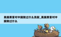 美国黑客对中国做过什么贡献_美国黑客对中国做过什么